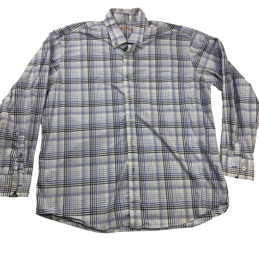 Alan Flusser Shirt Mens XL Multicolor Plaid Long Sleeve‎ Button dadcore